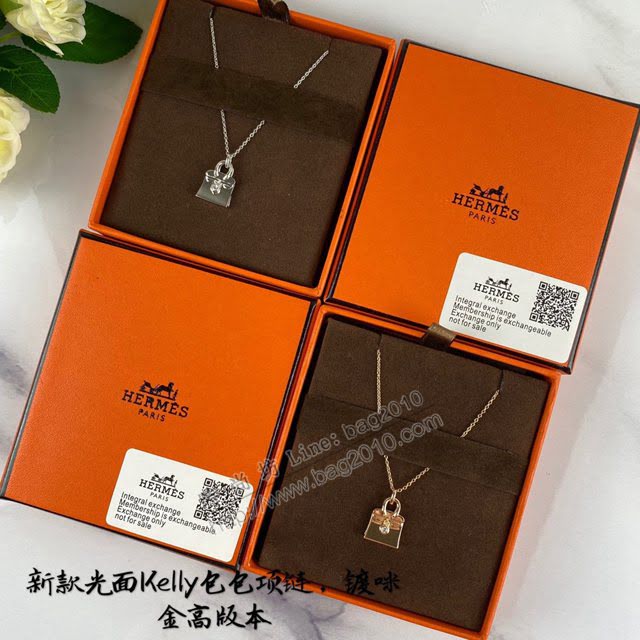 Hermes首飾品 新款925鍍咪金凱莉包包項鏈 Hermes原版Kelly項鏈  zgh1504